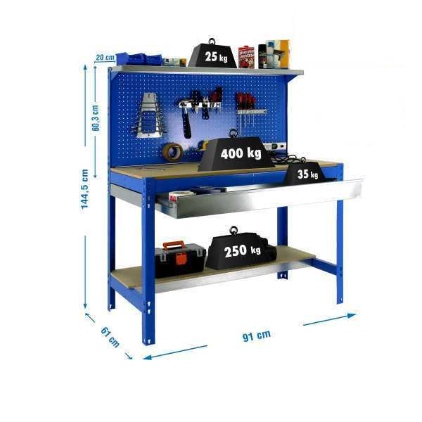 Banco trabajo 1445x910x610 SIMONWORK BT3 900 AZUL/MADERA marca SIMONRACK