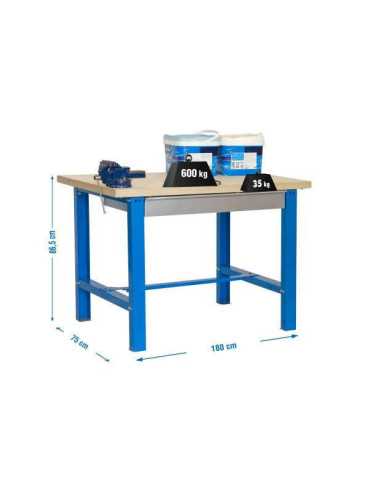 Banco trabajo 865x1800x750 SIMONWORK BT6 MDF 1BOX 1800x750 AZUL/MADERA marca SIMONRACK