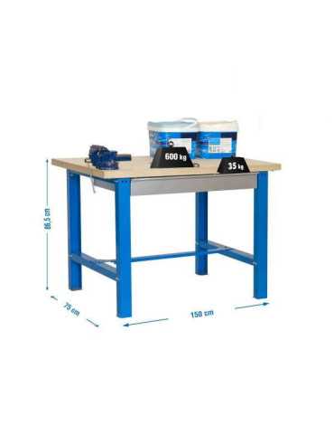 Banco trabajo 865x1500x750 SIMONWORK BT6 MDF 1BOX 1500x750 AZUL/MADERA marca SIMONRACK