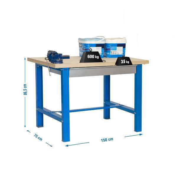 Banco trabajo 865x1500x750 SIMONWORK BT6 MDF 1BOX 1500x750 AZUL/MADERA marca SIMONRACK