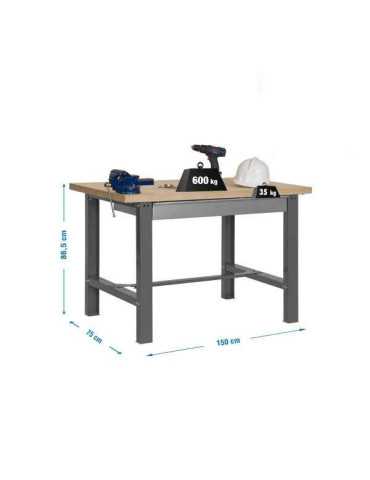Banco trabajo 865x1500x750 SIMONWORK BT6 MDF 1BOX 1500x750 GRIS/MADERA marca SIMONRACK