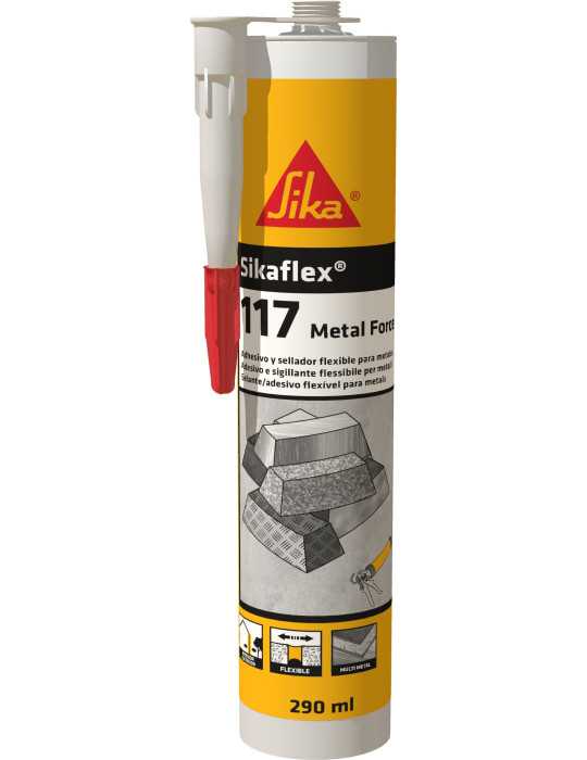 Sikaflex-117 Metal Force gris claro 290 ML Cartucho SIKA (Lote 3 Unidades)