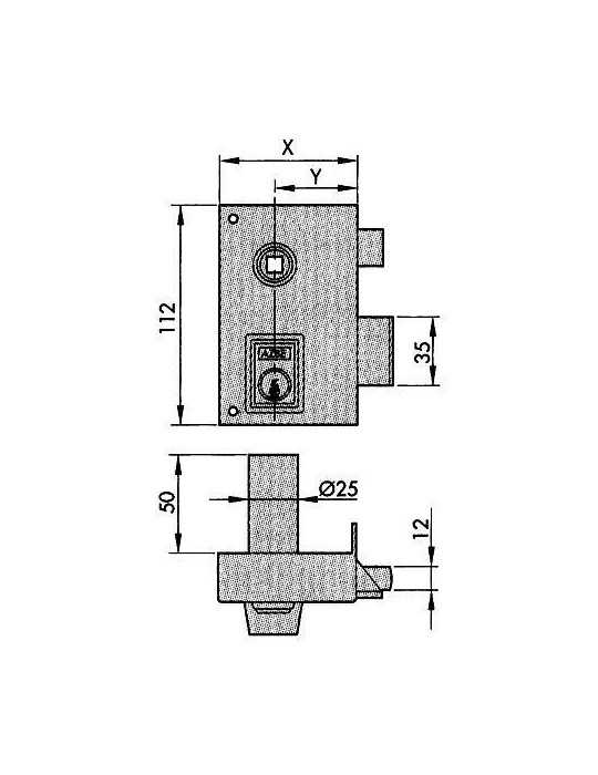 Cerradura sobreponer 56-b pintada 60 derecha perfil YALE