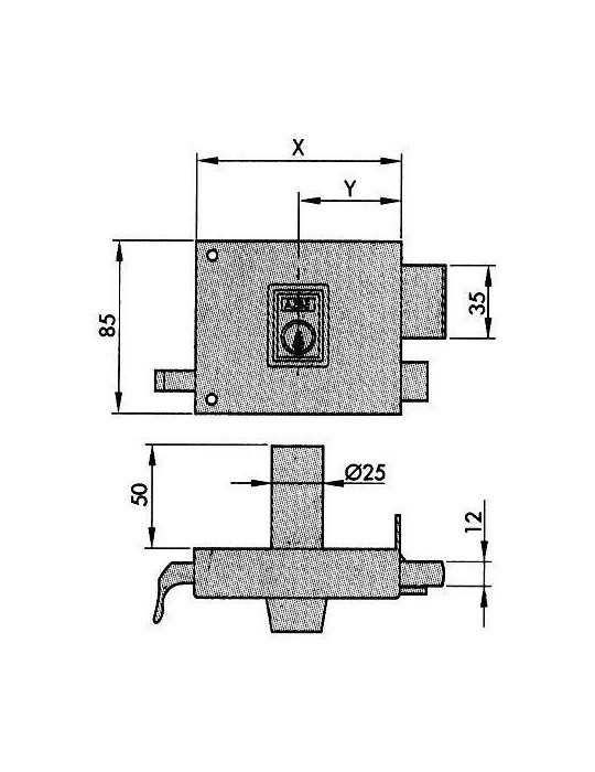 Cerradura sobreponer 125-a pintada 80 derecha perfil YALE