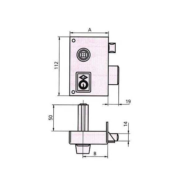 Cerradura sobreponer 56b 60 izquierda he pf. CVL
