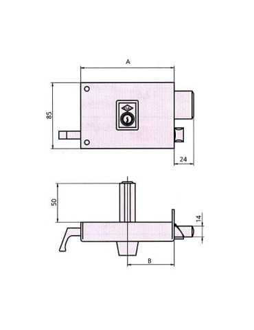Cerradura sobreponer 1125a 8 derecha he rd. CVL