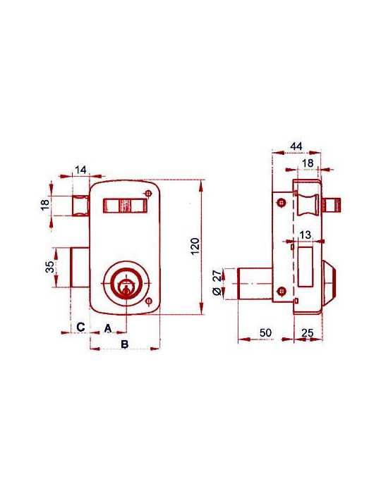 Cerradura sobreponer 5056a/60 he derecha LINCE