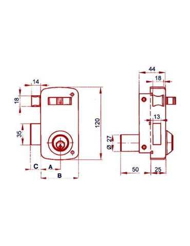 Cerradura sobreponer 5056a/70 he derecha LINCE