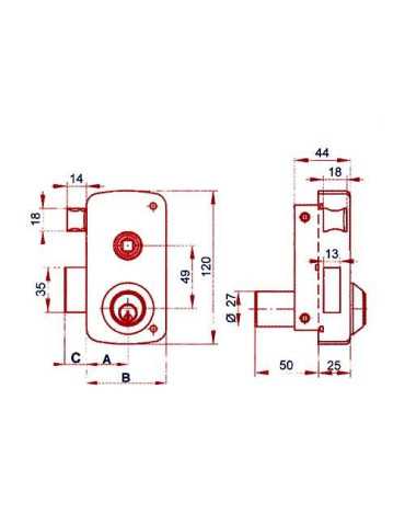 Cerradura sobreponer 5056b/60 he derecha LINCE