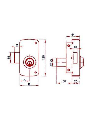 Cerradura sobreponer 5056c/60 he derecha LINCE