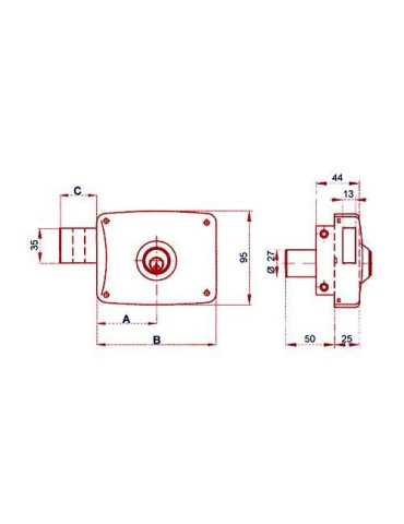 Cerradura sobreponer 5124a/100 he derecha LINCE