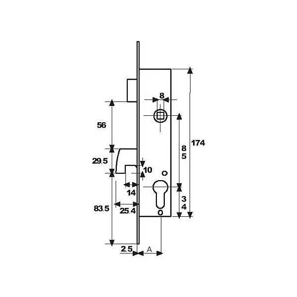 Cerradura puerta metalica 2240/25/3ai TESA