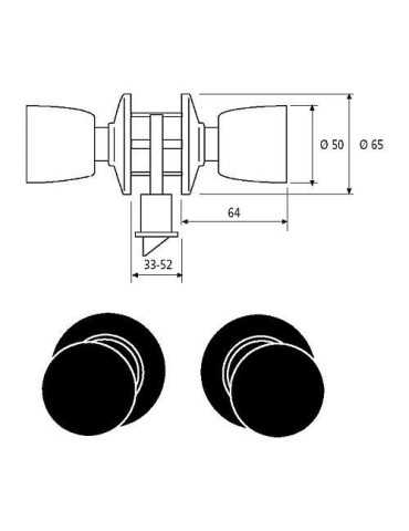 Pomo serie 3505/uo cromo mate TESA