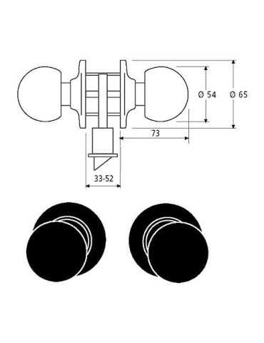 Pomo bola 3905 uo cromo mate TESA