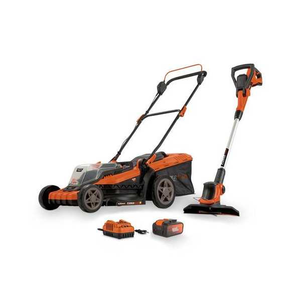 Cortacesped 40v+cortabordes 20v+bateria 40v+cargad POWERPLUS