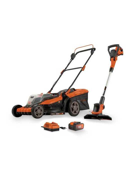 Cortacesped 40v+cortabordes 20v+bateria 40v+cargad POWERPLUS