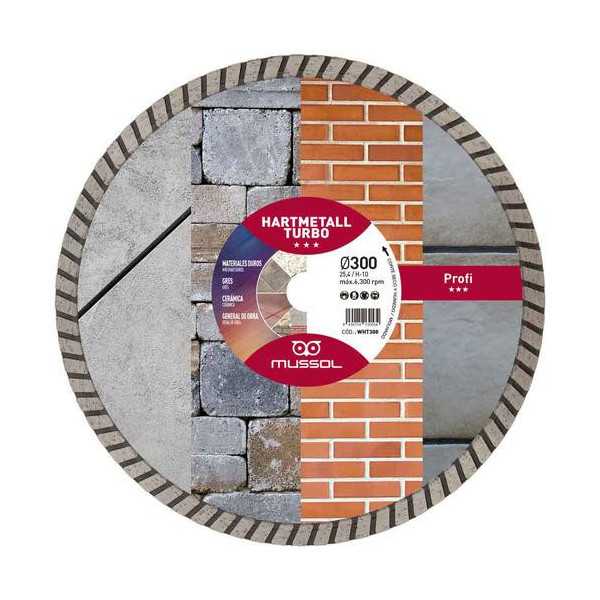 Disco diamante hartmetall turbo 300mm eje 25.4mm MUSSOL