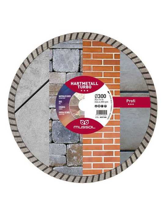 Disco diamante hartmetall turbo 300mm eje 25.4mm MUSSOL