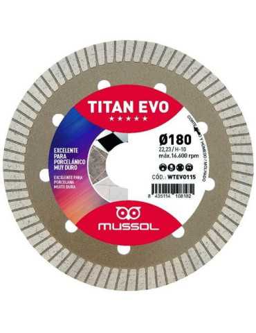 Disco diamante titan evo 180mm eje 22,23mm wtevo18 MUSSOL