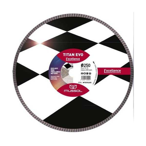 Disco diamante titan evo 250mm eje 22,23/25,4mm MUSSOL