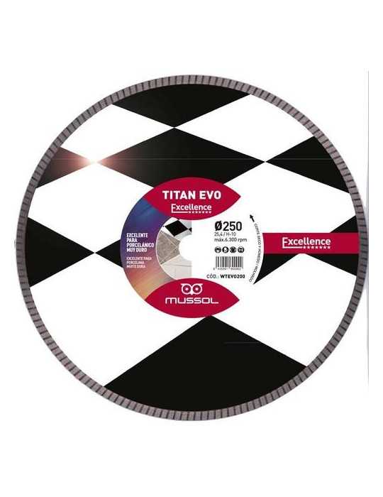Disco diamante titan evo 250mm eje 22,23/25,4mm MUSSOL