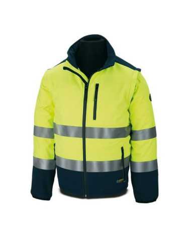 Cazadora tipo soft shell amarilla azul t.m MARCA