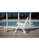 Tumbona plegable antibes blanca c/ ruedas 55364 BERNER