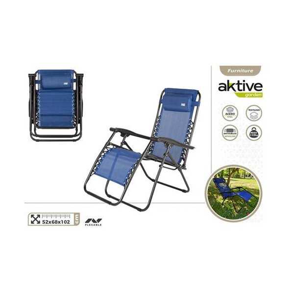 Tumbona plegable 153x66x104 cm - azul 61143 COLOR BABY