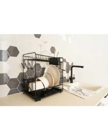 Escurreplatos grande negro 43x25x41.5cm 89023 SAUVIC