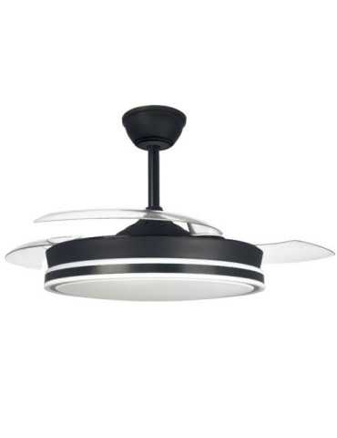 Ventilador techo retractil supereco 45w 4400lm ngr CRISTAL RECORD