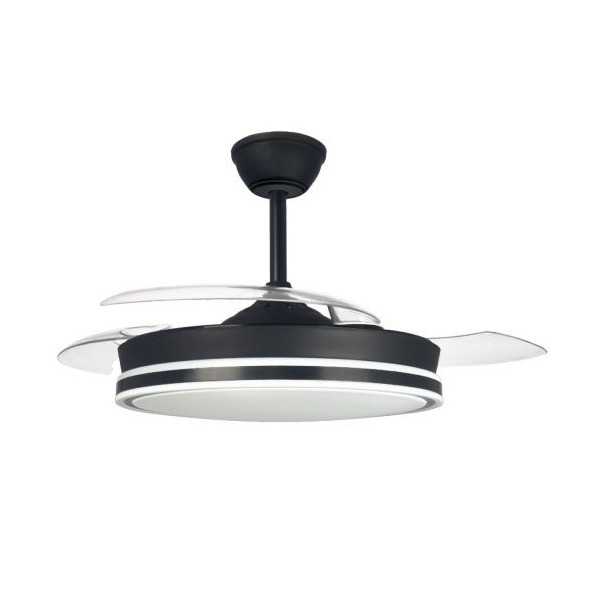 Ventilador techo retractil supereco 45w 4400lm ngr CRISTAL RECORD