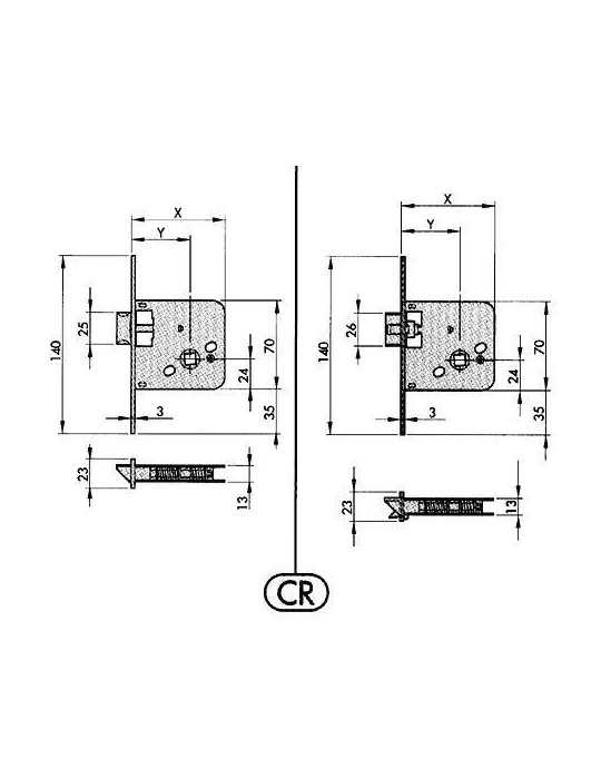 Cerradura de Embutir 650-70 Hierro Latonado YALE