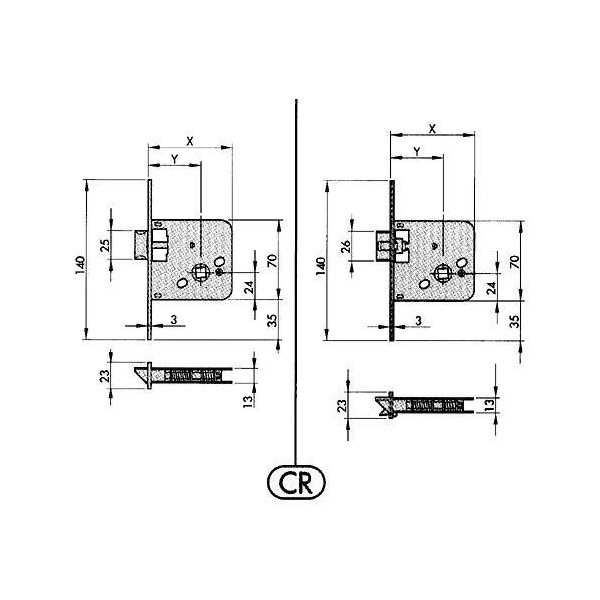 Cerradura de Embutir 650-80 Hierro Latonado YALE
