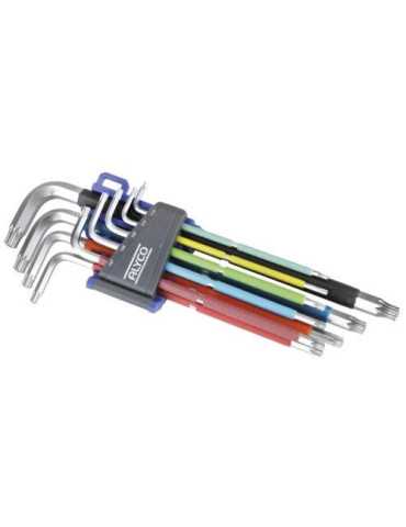 Juego 9 Llaves Torx Inviolables Multicolor 193148 ALYCO
