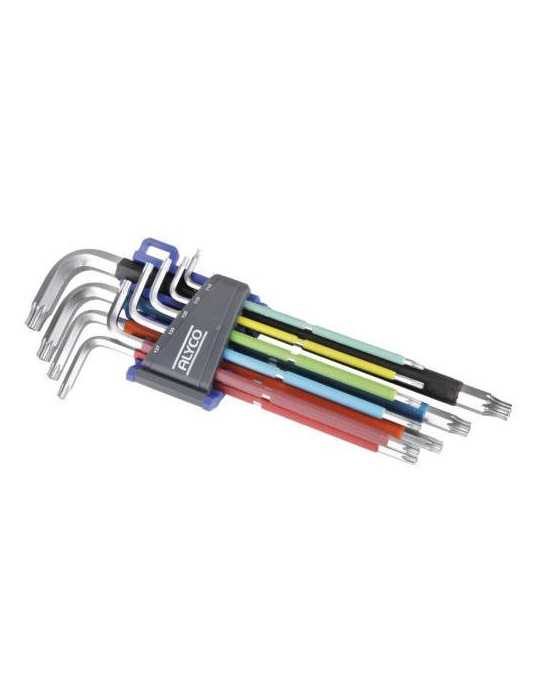 Juego 9 Llaves Torx Inviolables Multicolor 193148 ALYCO