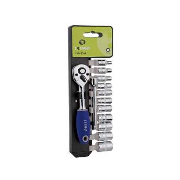 Juego Llave Carraca con Vasos 1/4" 72 Dientes 12 Piezas BAHCO