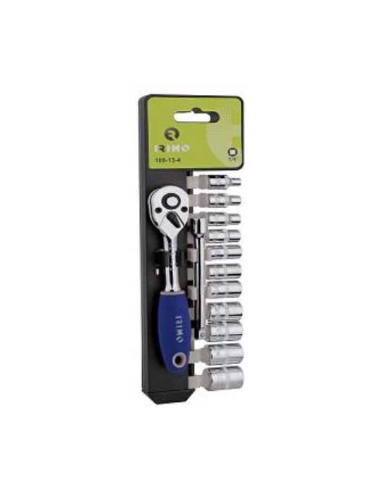 Juego Llave Carraca con Vasos 1/4" 72 Dientes 12 Piezas BAHCO
