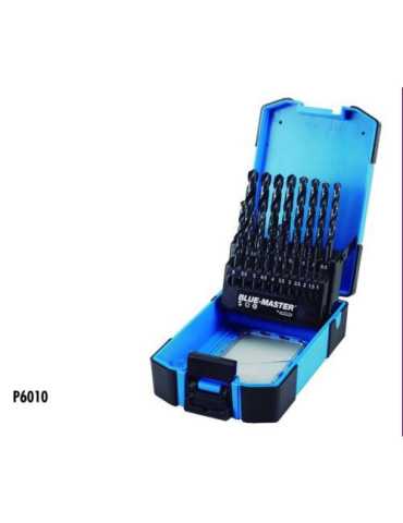 Estuche Azul Juego de 19 Brocas HSS DIN338 Diámetro 1 a 10mm BLUE MASTER