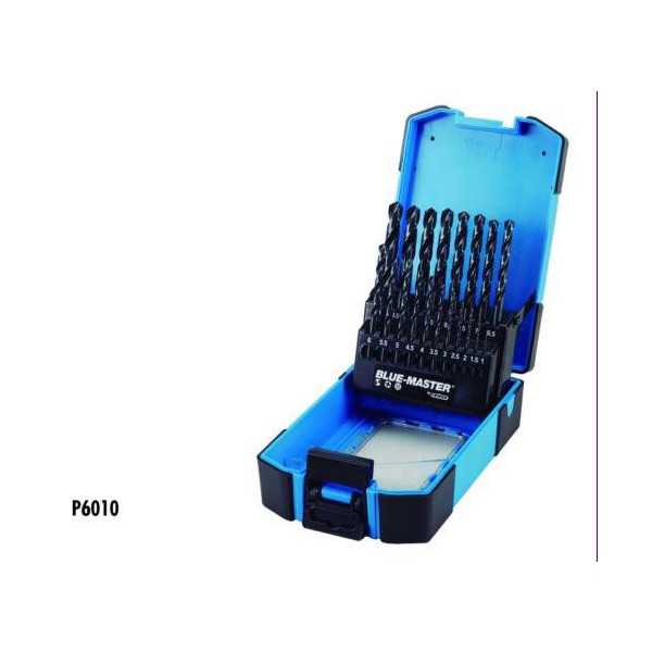 Estuche Azul Juego de 19 Brocas HSS DIN338 Diámetro 1 a 10mm BLUE MASTER