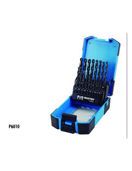 Estuche Azul Juego de 19 Brocas HSS DIN338 Diámetro 1 a 10mm BLUE MASTER
