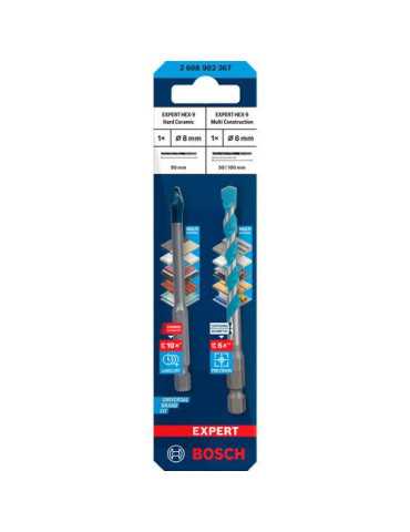 Pack Broca Expert Hex-9 Cerámica Dura más Hex-9 Multi 8mm BOSCH