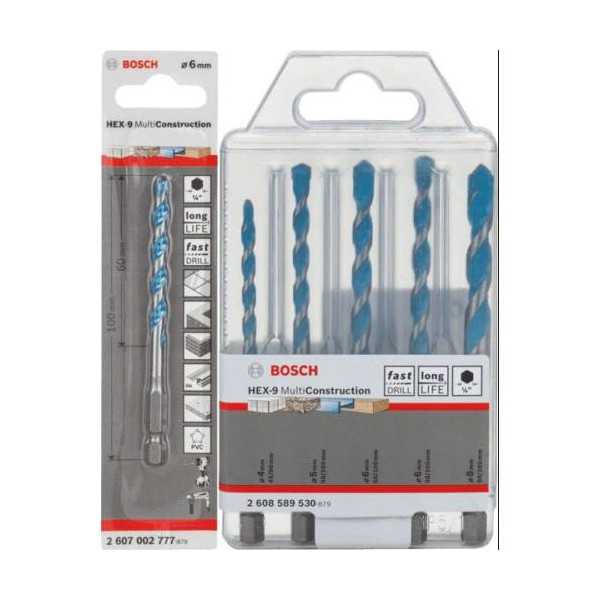 Kit de 5 más 1 Brocas Expert Hex-9 HardCeramic de 6mm BOSCH