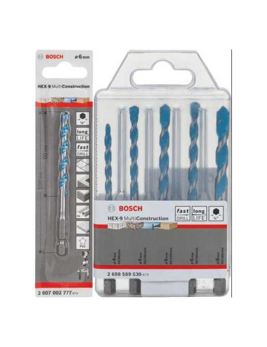 Kit de 5 más 1 Brocas Expert Hex-9 HardCeramic de 6mm BOSCH