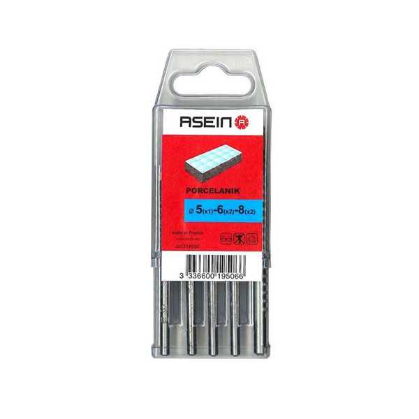 Juego de 5 Brocas para Porcelánico en Estuche de Plástico ASEIN
