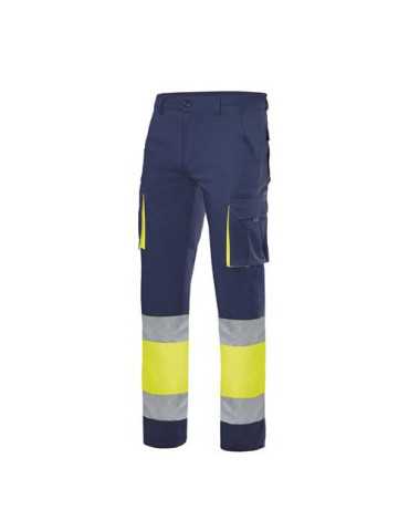 Pantalón Stretch Alta Visibilidad Azul Marino/Amarillo Flúor Talla XL VELILLA