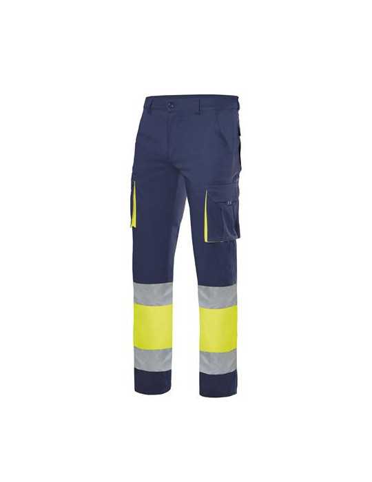 Pantalón Stretch Alta Visibilidad Azul Marino/Amarillo Flúor Talla XL VELILLA