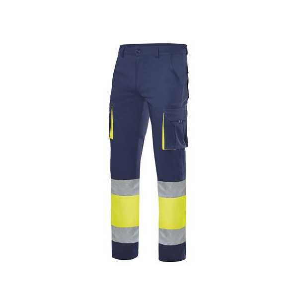 Pantalón Stretch Alta Visibilidad Azul Marino/Amarillo Flúor Talla 2XL VELILLA