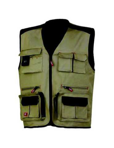 Chaleco Stretch Beige/Negro Modelo 8746C Talla XXL INDUSTRIAL STARTER
