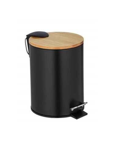 Cubo de Pedal Easy-Close Tortona 3 L, Negro/Bambu WENKO
