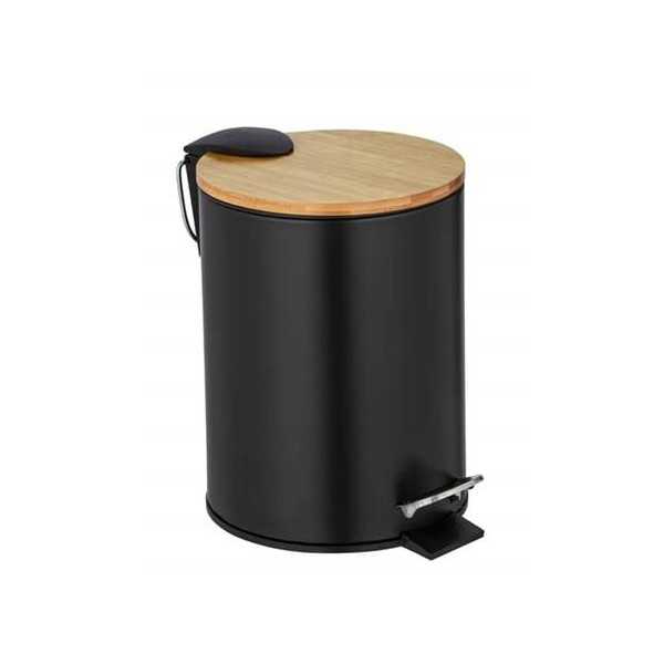 Cubo de Pedal Easy-Close Tortona 3 L, Negro/Bambu WENKO